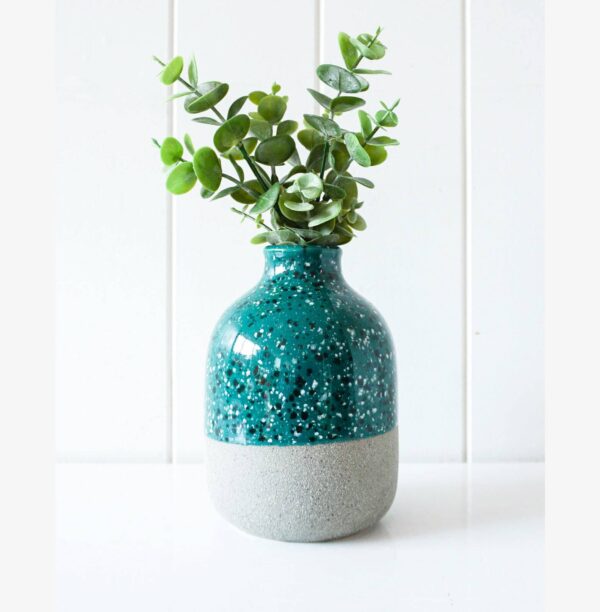 Aqua Vase with Plant